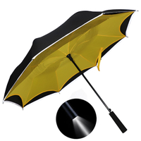 Manual Open and Auto Close Straight Reverse Umbrella with LED Handle TYS-R023